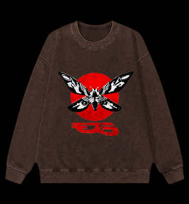 Mothra's Red Sun Vintage Washed 100% Cotton Sweatshirt