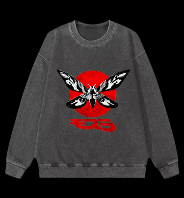 Mothra's Red Sun Vintage Washed 100% Cotton Sweatshirt