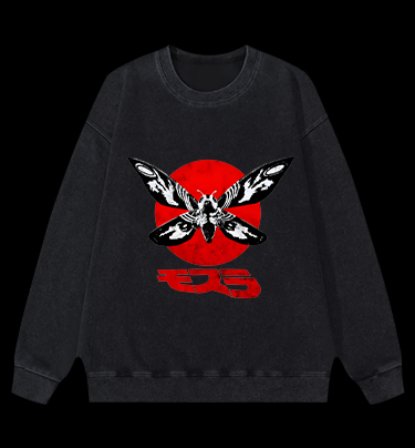 Mothra's Red Sun Vintage Washed 100% Cotton Sweatshirt
