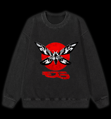 Mothra's Red Sun Vintage Washed 100% Cotton Sweatshirt