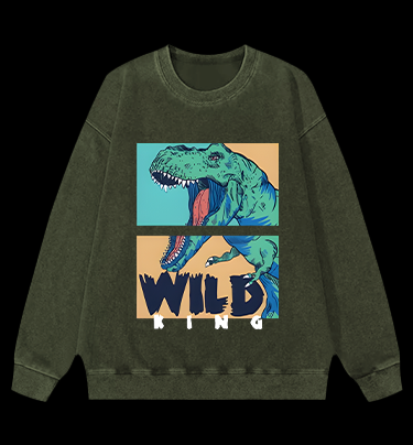 Wild Dino King Vintage Washed 100% Cotton Sweatshirt