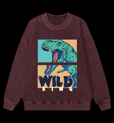 Wild Dino King Vintage Washed 100% Cotton Sweatshirt