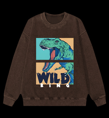 Wild Dino King Vintage Washed 100% Cotton Sweatshirt