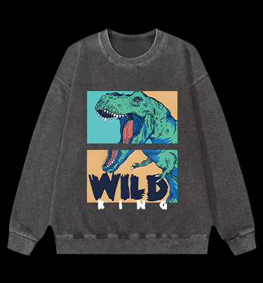 Wild Dino King Vintage Washed 100% Cotton Sweatshirt