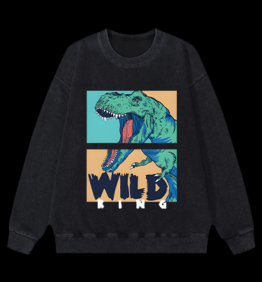 Wild Dino King Vintage Washed 100% Cotton Sweatshirt
