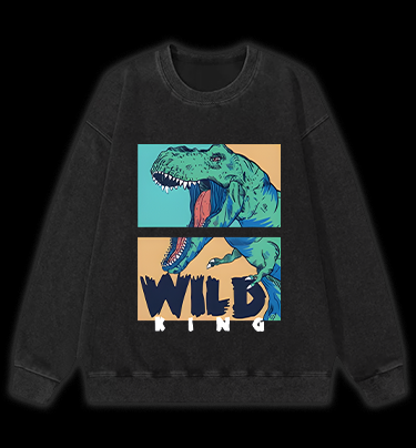 Wild Dino King Vintage Washed 100% Cotton Sweatshirt