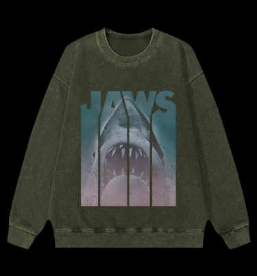 Shark's Jaws Poster Vintage Washed 100% Cotton Sweatshirt