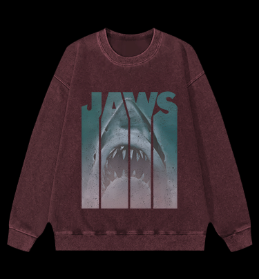Shark's Jaws Poster Vintage Washed 100% Cotton Sweatshirt