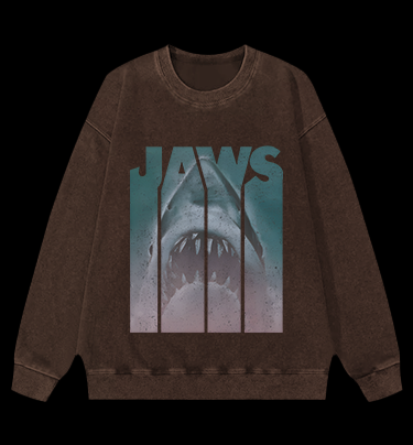 Shark's Jaws Poster Vintage Washed 100% Cotton Sweatshirt