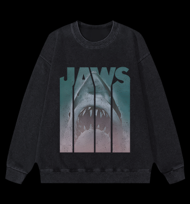 Shark's Jaws Poster Vintage Washed 100% Cotton Sweatshirt