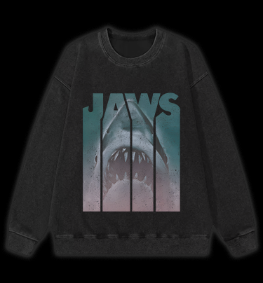 Shark's Jaws Poster Vintage Washed 100% Cotton Sweatshirt