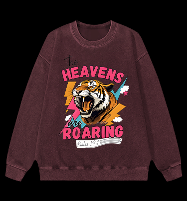 Tiger's Heavenly Roar Vintage Washed 100% Cotton Sweatshirt
