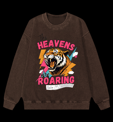 Tiger's Heavenly Roar Vintage Washed 100% Cotton Sweatshirt