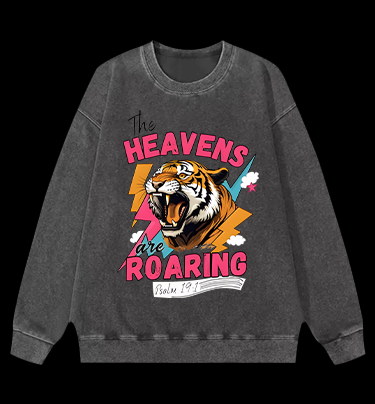 Tiger's Heavenly Roar Vintage Washed 100% Cotton Sweatshirt