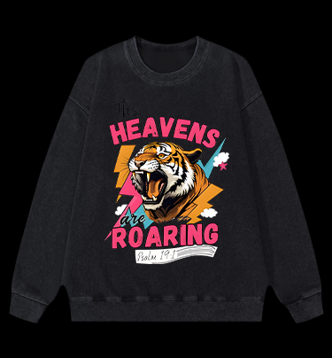 Tiger's Heavenly Roar Vintage Washed 100% Cotton Sweatshirt