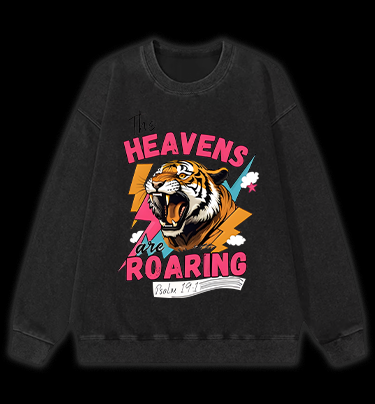 Tiger's Heavenly Roar Vintage Washed 100% Cotton Sweatshirt
