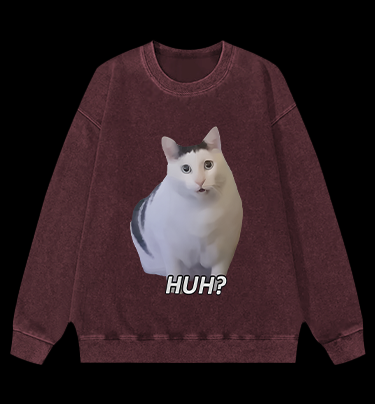 Cat's Huh Reaction Vintage Washed 100% Cotton Sweatshirt