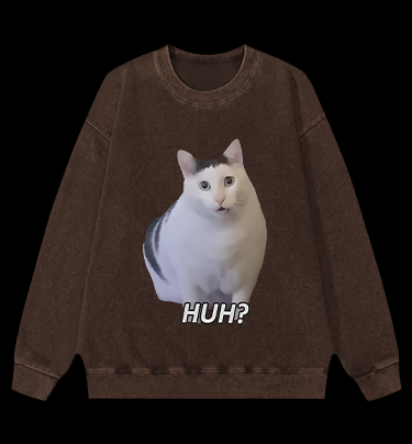 Cat's Huh Reaction Vintage Washed 100% Cotton Sweatshirt