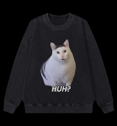 Cat's Huh Reaction Vintage Washed 100% Cotton Sweatshirt