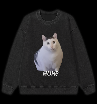 Cat's Huh Reaction Vintage Washed 100% Cotton Sweatshirt