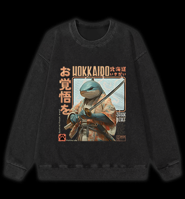 Samurai Shark Chef Vintage Washed 100% Cotton Sweatshirt