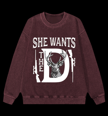 Deer:She Wants Vintage Washed 100% Cotton Sweatshirt