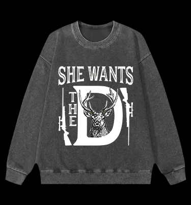 Deer:She Wants Vintage Washed 100% Cotton Sweatshirt