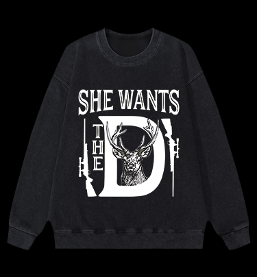 Deer:She Wants Vintage Washed 100% Cotton Sweatshirt