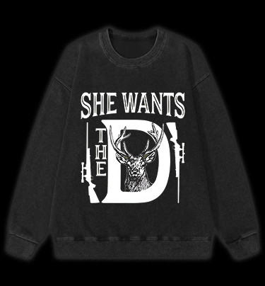 Deer:She Wants Vintage Washed 100% Cotton Sweatshirt