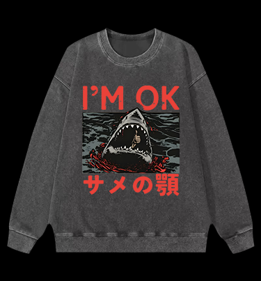 Shark's OK Joke Vintage Washed 100% Cotton Sweatshirt