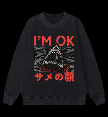 Shark's OK Joke Vintage Washed 100% Cotton Sweatshirt