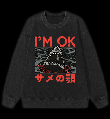 Shark's OK Joke Vintage Washed 100% Cotton Sweatshirt
