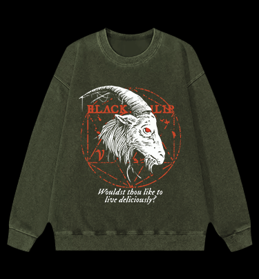 Goat's Dark Tempt Vintage Washed 100% Cotton Sweatshirt