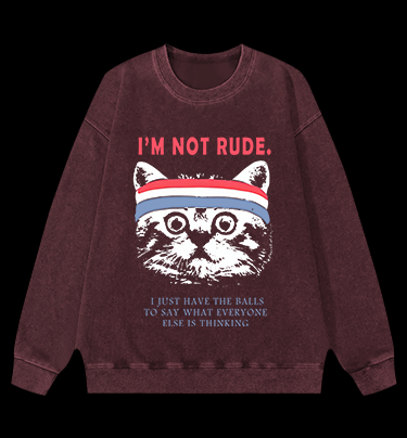 Cat's Bold Truth Vintage Washed 100% Cotton Sweatshirt