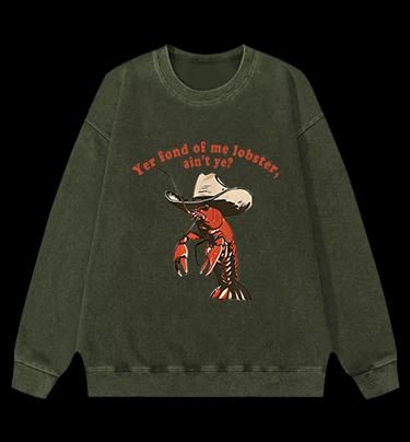 Cowboy Lobster Vibe Vintage Washed 100% Cotton Sweatshirt