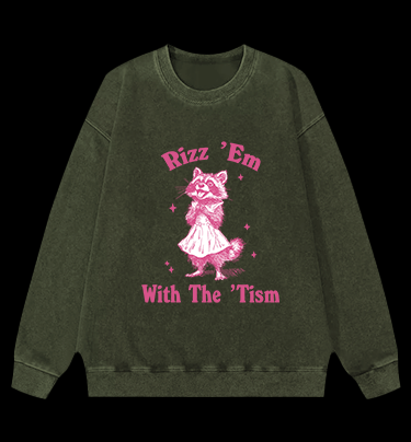 Raccoon: Cute Charmer Vintage Washed 100% Cotton Sweatshirt