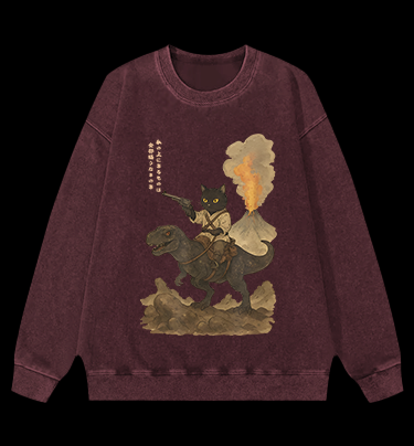 Cat's Fantasy Ride Vintage Washed 100% Cotton Sweatshirt