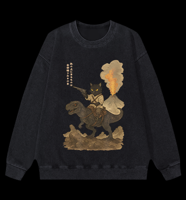 Cat's Fantasy Ride Vintage Washed 100% Cotton Sweatshirt