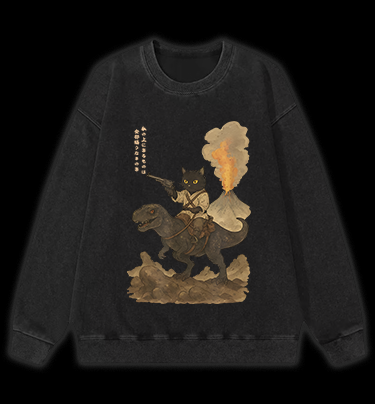 Cat's Fantasy Ride Vintage Washed 100% Cotton Sweatshirt
