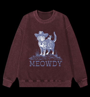 Cat's Western Greeting Vintage Washed 100% Cotton Sweatshirt