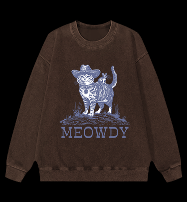 Cat's Western Greeting Vintage Washed 100% Cotton Sweatshirt