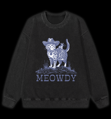 Cat's Western Greeting Vintage Washed 100% Cotton Sweatshirt