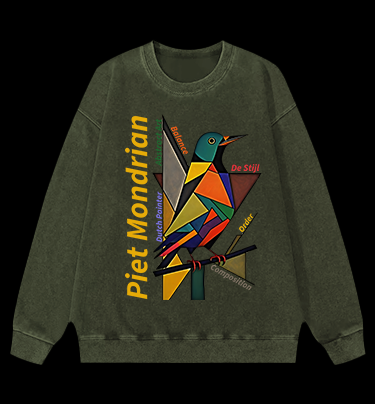 Piet Mondrian - Style Bird Vintage Washed 100% Cotton Sweatshirt