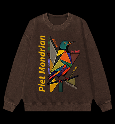 Piet Mondrian - Style Bird Vintage Washed 100% Cotton Sweatshirt