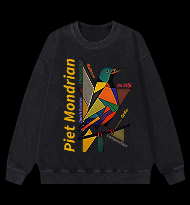Piet Mondrian - Style Bird Vintage Washed 100% Cotton Sweatshirt