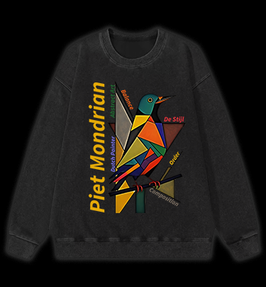 Piet Mondrian - Style Bird Vintage Washed 100% Cotton Sweatshirt