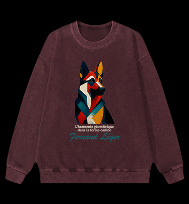 Dog: Fernand Léger's Style Vintage Washed 100% Cotton Sweatshirt