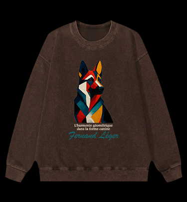 Dog: Fernand Léger's Style Vintage Washed 100% Cotton Sweatshirt