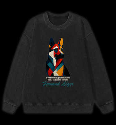 Dog: Fernand Léger's Style Vintage Washed 100% Cotton Sweatshirt