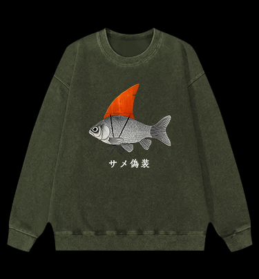 Fish's Shark Disguise Vintage Washed 100% Cotton Sweatshirt